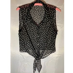 Forever 21 sheer tie-front top